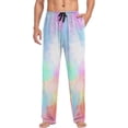 thumbnail image 4 of Men's Pajama Pants with Pockets Sleepwear Lounge Pants Stretch Casual Rainbow Tie Dye Color Print, 4 of 7