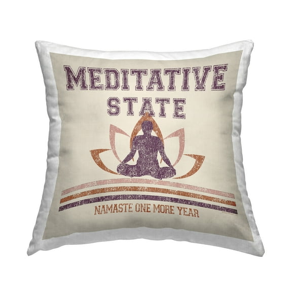 Stupell Industries Vintage Meditative State Decorative Printed Throw Pillow Design by Higher Learning/Life Is High.