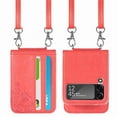 thumbnail image 4 of Dteck Galaxy Z Flip 3 Case, Florial Shockrpoof PU Leather Wallet Case with Card Holder + Lanyard Crossbody Strap Protective Case for Samsung Galaxy Z Flip 3 5G 2021, Red, 4 of 9