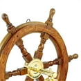thumbnail image 5 of Nautical Brass Bell Mounted Hand Crafted Authentic Rosewood Ship Wheel Extension Rod | Wall Decor Maritime Accent Gift | Nagina International (16 Inches), 5 of 6
