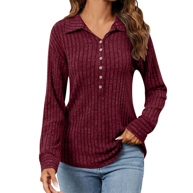 yoeyez Tunique en Tricot pour Femmes, Chandails à Manches Torsadées Patchwork, Col Ras du Cou Raglan, Chemises à Manches Longues, Hauts de Mode d'Automne 2024, Bordeaux L