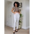thumbnail image 4 of Jeans Skinny Déchirés Taille Mi-Haute pour Femmes Blanc Petit, 4 of 5
