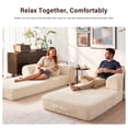 thumbnail image 5 of 5-in-1 Folding Convertible Sofa Bed, 79" Corduroy Floor Couch Futon, Pull-Out Sleeper Loveseat, Modular Boneless Sofa for Living Room & Bedroom, White, 5 of 10