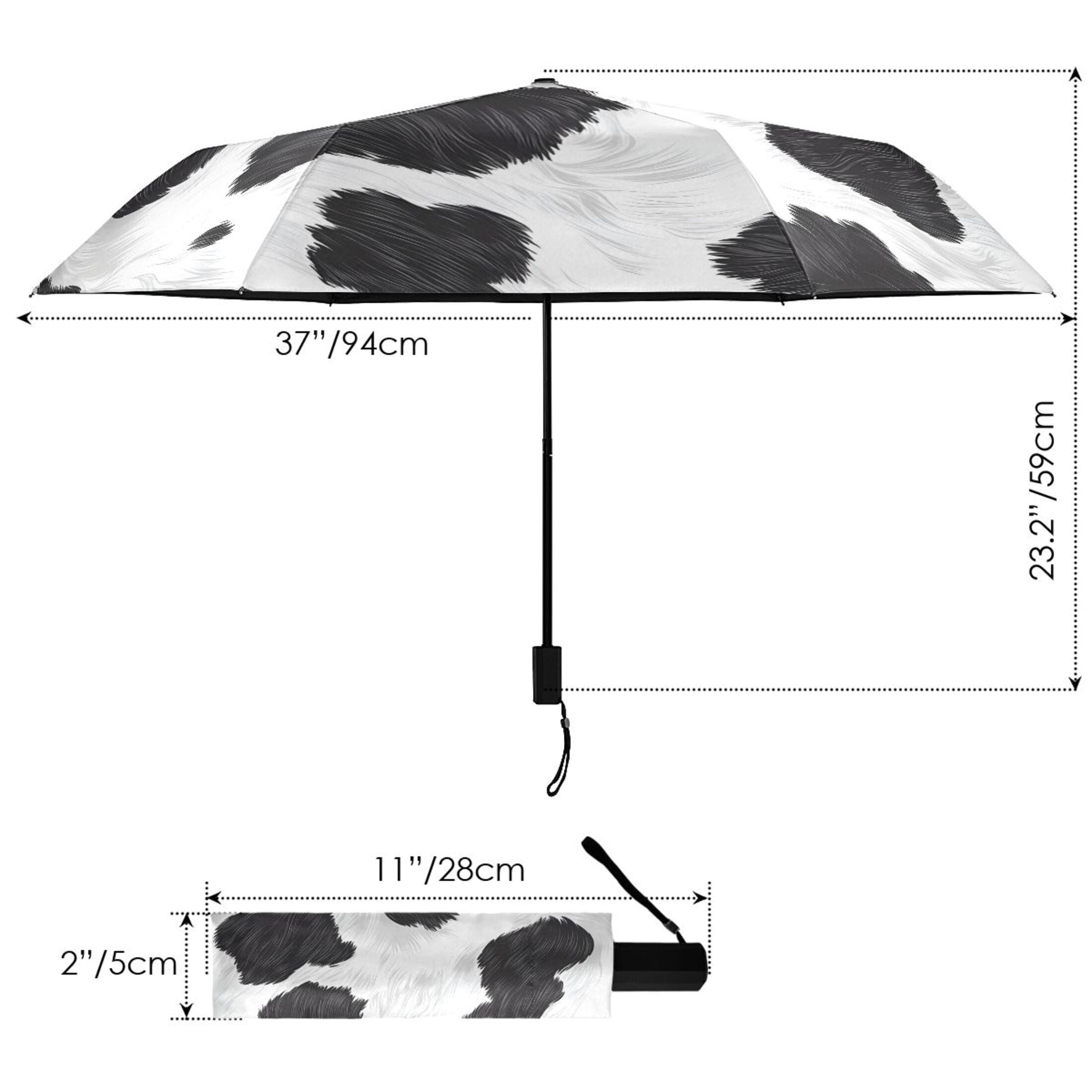 ALAZA Cow Print UPF 50+ Compact Folding Umbrella for Rain Travel Umbrella Packable