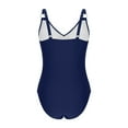 thumbnail image 4 of Mesh One Piece Swimsuit for Women Twist Front Tummy-Control Bathing Suit O-Ring Adjustable Strap Bikini Swimwear Navy, L, 4 of 7