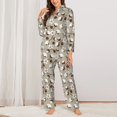 thumbnail image 2 of Vsdgher Cotton Tree Pajamas Set Long Sleeve Sleepwear Womens Button Down Nightwear Pj Sets-Small, 2 of 7