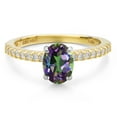 thumbnail image 3 of Gem Stone King 14K Two Tone Gold Green Mystic Topaz and Lab Grown Diamond Engagement Ring for Women | 1.74 Cttw | Oval 8X6MM | Gemstone November Birthstone | Size 7, 3 of 6