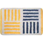 BENEAIL Durable Indoor doormat, Yellow and Blue Stripes, 20" x 32"