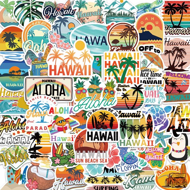 Hapiuen Stickers Impermeables de Verano Hawaiano 50 Piezas