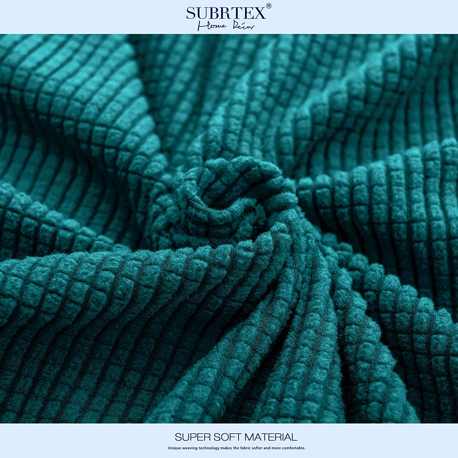 Subrtex Cushion Covers Separate Seat Stretch Textured Grid (2PCS, Teal)