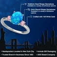 thumbnail image 2 of Gem Stone King 14K White Gold Simulated Blue Opal and Pink Lab Grown Diamond Engagement Ring for Women | 1.11 Cttw | Oval Cabochon 10X8MM | Gemstone October Birthstone | Size 5, 2 of 6