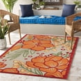 thumbnail image 3 of 8' X 10' Orange And Ivory Floral Stain Resistant Indoor Outdoor Area Rug, 3 of 10