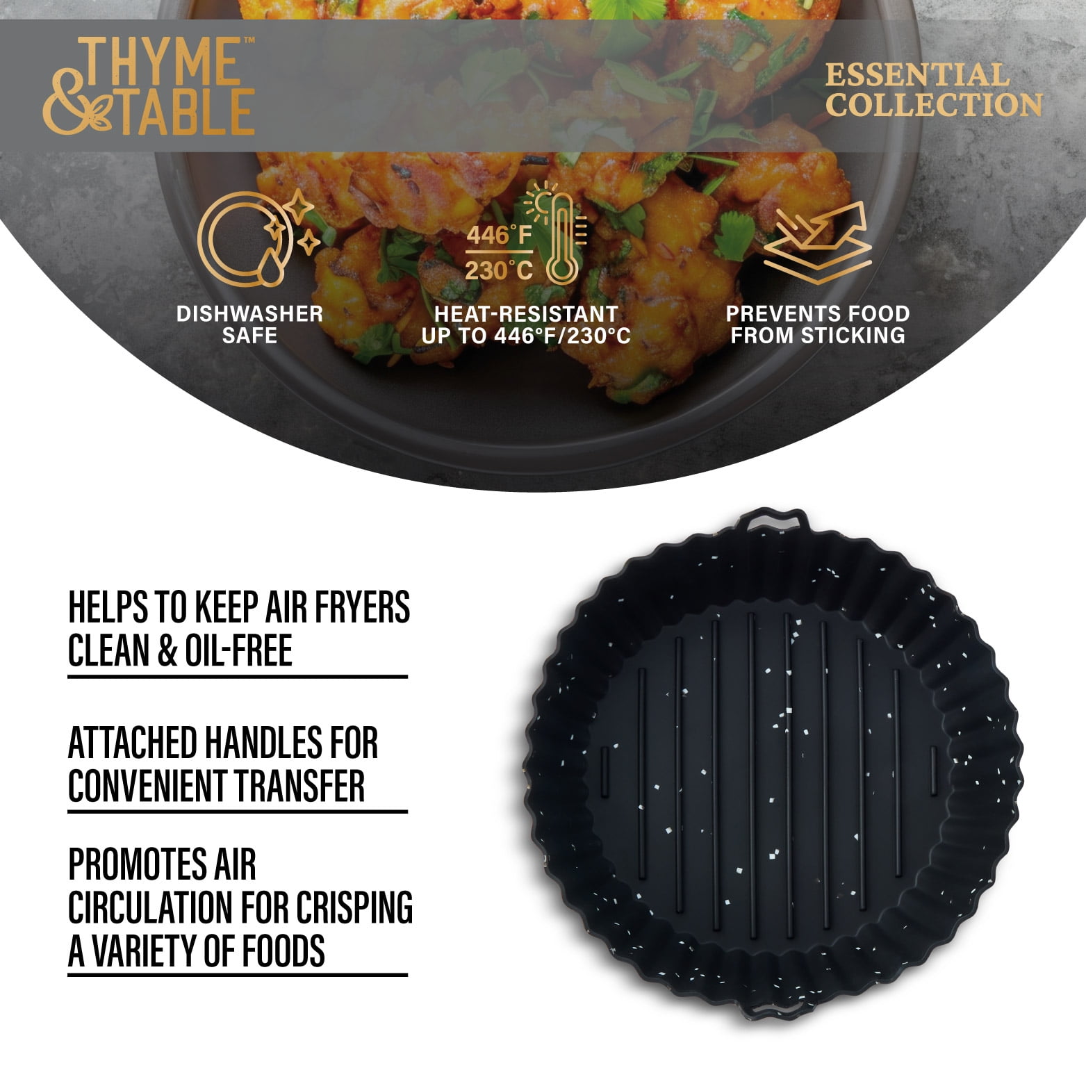 Thyme & Table 6.3" Round Silicone Air Fryer Liner, 1 Count per Pack