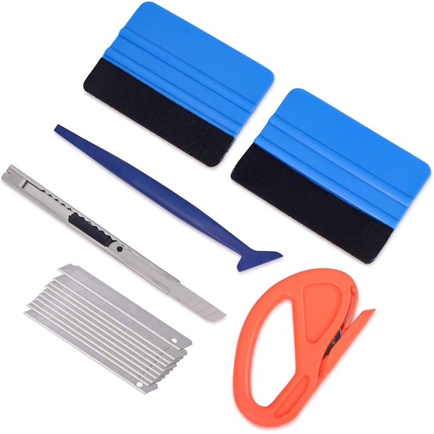 Vehicle Vinyl Wrap Window Tint Film Tool Kit Include Felt Squeegee, Retractable 9mm Utility Knife And Snap-off Blades, Zippy Vinyl Cutter And...(1set