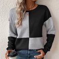 thumbnail image 2 of AherBiu Womens Long Sleeve Tops Crewneck Color Blocked Spring Fall Casual Blouse Pullover, 2 of 6