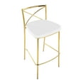 thumbnail image 7 of Modern Charlotte 30" Contemporary Fixed-Height Barstool In Gold Metal And White Faux Leather - Set Of 2, 7 of 7