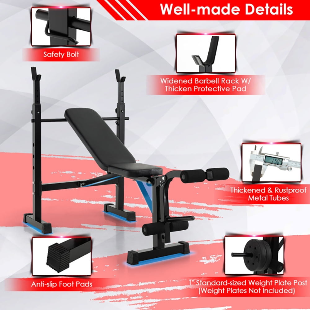 Kadyn Adjustable Weight Bench and Barbell Rack Set with Weight Plate Post