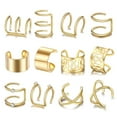 thumbnail image 3 of PULLIMORE 6 Pairs Ear Cuff Clip Set Stainless Steel Fake Cartilage Earring No Piercing Earcuff (Gold), 3 of 8