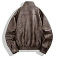 thumbnail image 4 of Fgnfyis Trench Coat Men Mens Solid Color Casual Jacket Leather Motorcycle Style Outerwear for Autumn and Winter Mens Winter Coat Coffee XXL, 4 of 4