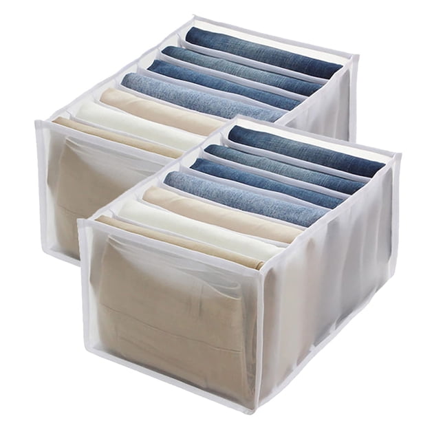 Divisores de cajones para jeans, caja de separación de malla para ropa, manija para un fácil acceso, lavable y duradero, almacenamiento de rejilla visible para un fácil acceso y ahorro de espacio,