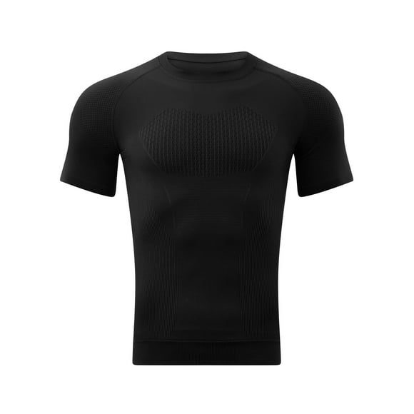 Jizyo Mens Muscle Slim T-shirt Running Sports Shirt Gym Workout Athletic Top Bodybuilding Muscle Tee Black M