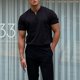 thumbnail image 5 of Negro L tamaño muscular fitness hermanos deportes de manga corta con cuello en V camiseta de fitness algodón puro ropa de entrenamiento de moda de gran tamaño, 5 of 8
