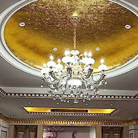 PBPBOX 100 Sheets Metallic Foil Flakes Net Imitation Gold Foil Sheet Golden Anodized Aluminum For Crafts