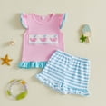 thumbnail image 2 of Xyant Toddler Girl Summer Clothes Embroidery Sleeveless Tank Top Plaid Shorts Infant Outfits Sets (Pink,2-3 Years), 2 of 5