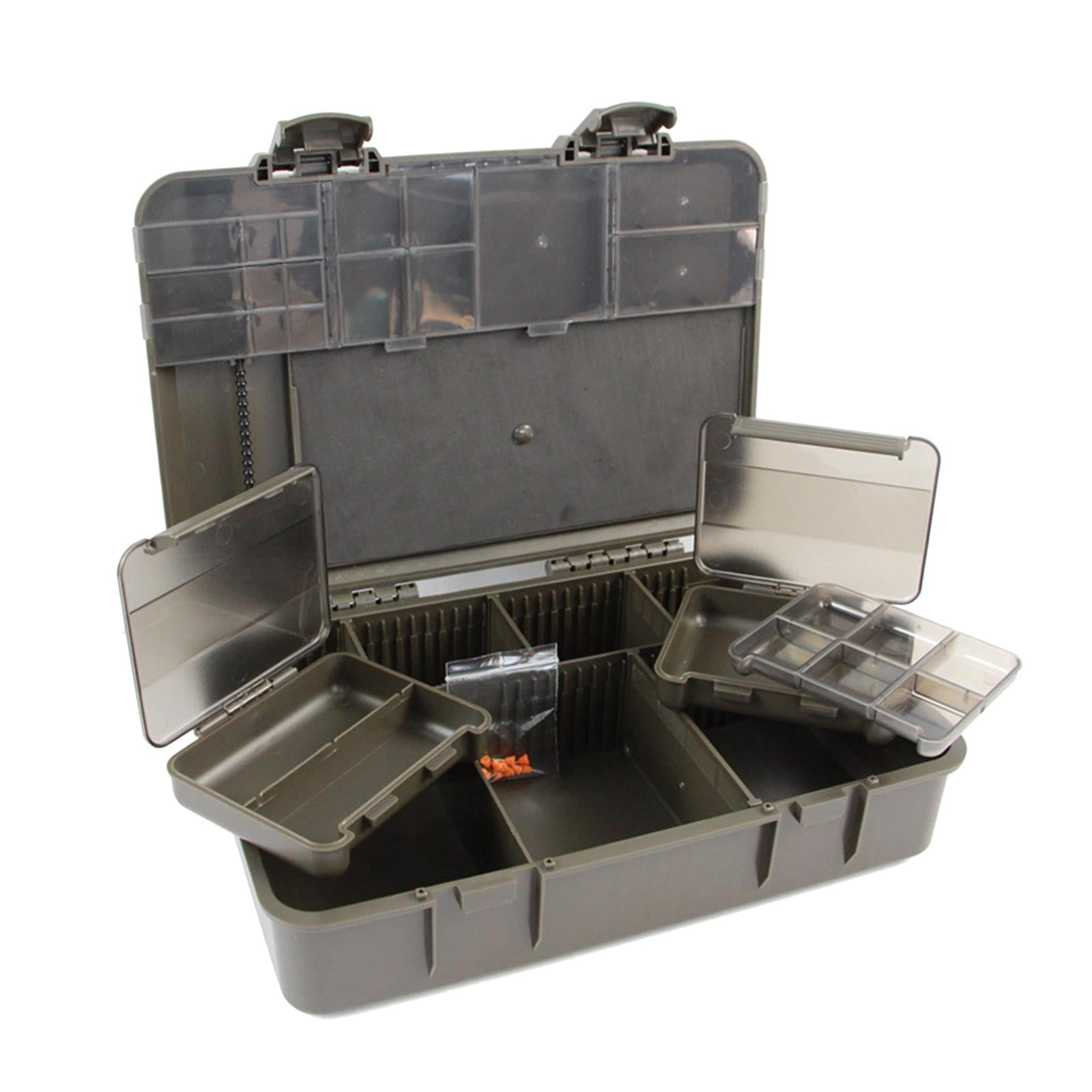 Wswqop Carp Fishing Tackle Box Multi Compartments Portable Outdoor Tackle Organizer for