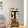 thumbnail image 2 of Rotating Bookshelf with Storage Drawer, 360 Display Wood Spinning Bookshelf 4-Tier Corner Bookshelf Mobile Rotating Bookcase Storage Rack Side Table with Rolling Wheels, 2 of 15