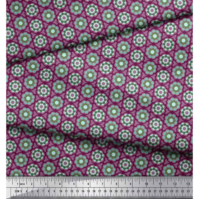 Soimoi Polyester Crepe Fabric Artistic Floral Printed Fabric 1 Yard 52 Inch Wide