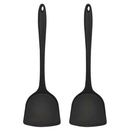 

Pack of 2 Silicone Wok Spatula Non-Stick Heat Stain and Odor Resistant Easy to Clean and Dishwasher Safe - Black