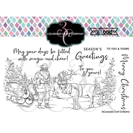 UPC: 0810043855211 | Colorado Craft Company Clear Stamps 4 X8 -Santa s Sleigh-Big & Bold