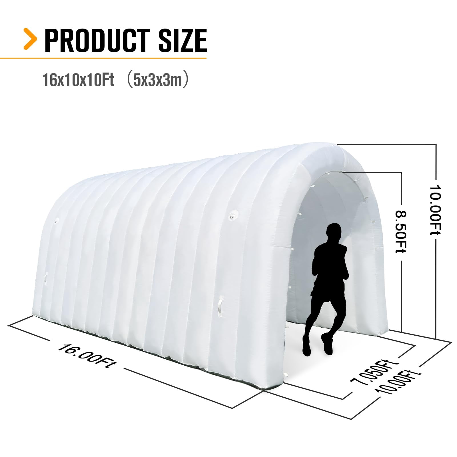 Inflatable Sports Tunnel Arch with Blower 16x10x10ft White Event Entrance for Shops Schools & Supermarkets