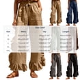 thumbnail image 4 of Bloomae Wide Leg Boho Pants Women Casual Drawstring Elastic High Waisted Flowy Ruffled Hem Palazzo Pants Trendy Beach Vacation Lounge Trousers with Pockets, 4 of 9