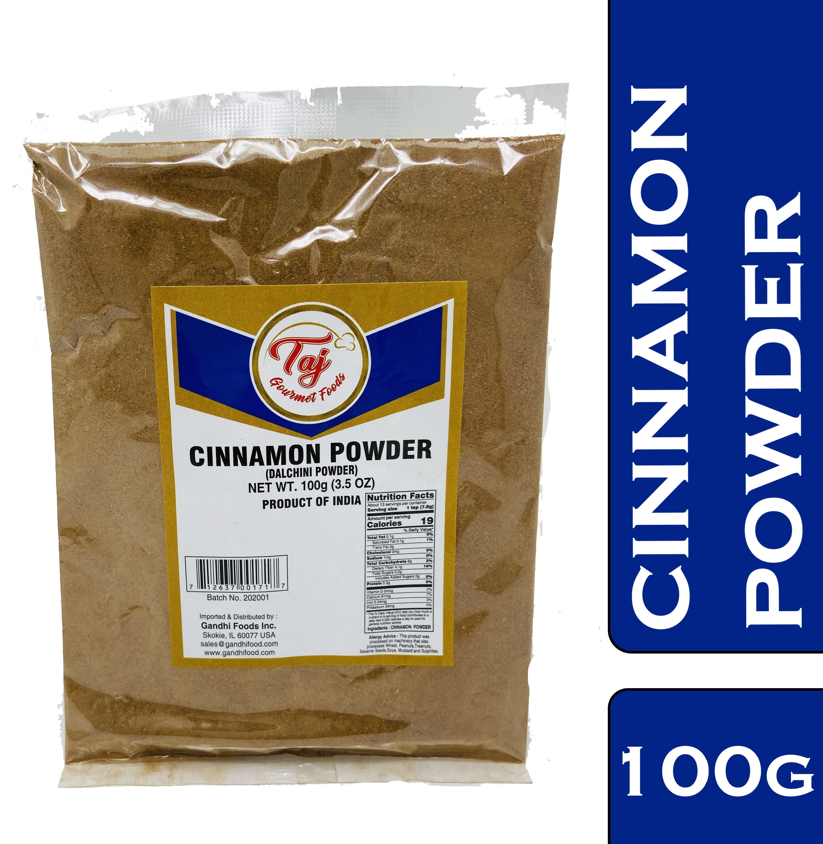 TAJ Premium Indian Cinnamon Stick Powder, 100 grams