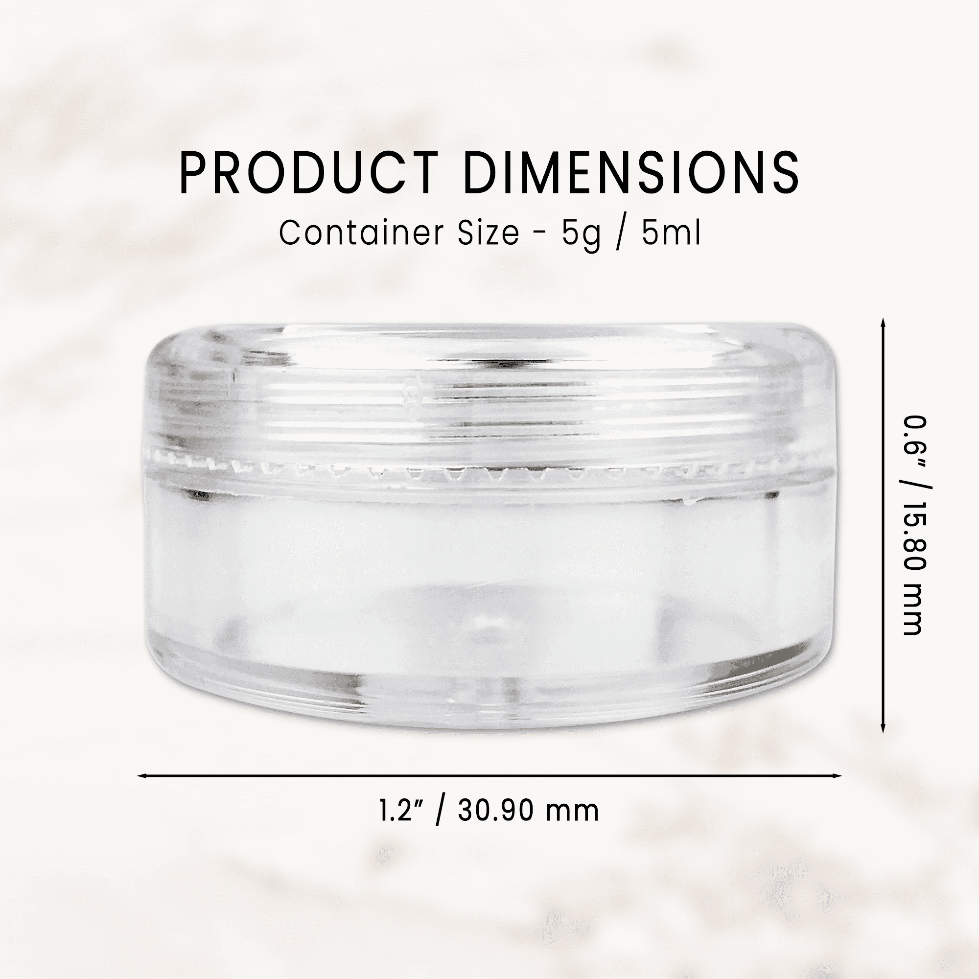 5g/5ml High Quality Acrylic Leak Proof Clear Container Jars (200 Jars)