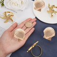 thumbnail image 3 of 6Pcs 2Styles Alloy Napkin Rings Coastal Theme Shell Starfish Serviette Buckles for Kitchen Countertop Dining Table Picnic Indoor Outdoor Use Sea Shells Metal Napkin Rings Golden, 3 of 7