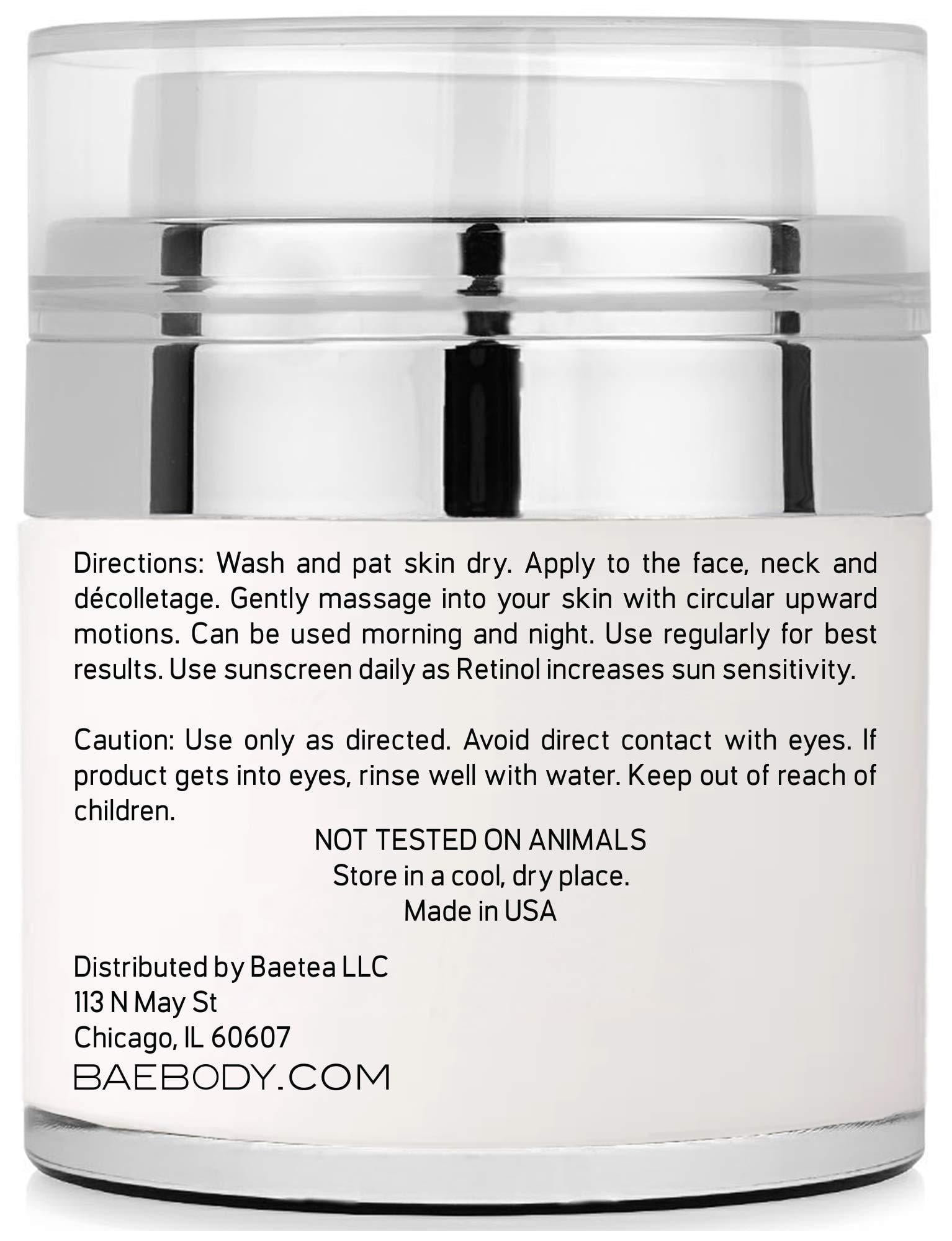 Baebody Retinol Moisturizer Cream, 1.7 Ounce - Enhanced Organic Ingredients -