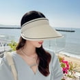 thumbnail image 3 of Hariumiu Hat Sun Visor Hat Large Brim High Toughness Quick drying Non stuffy Letter Decor Sun Multi colors Breathable Women Beach Visor Hat Cap for Daily Life, 3 of 7
