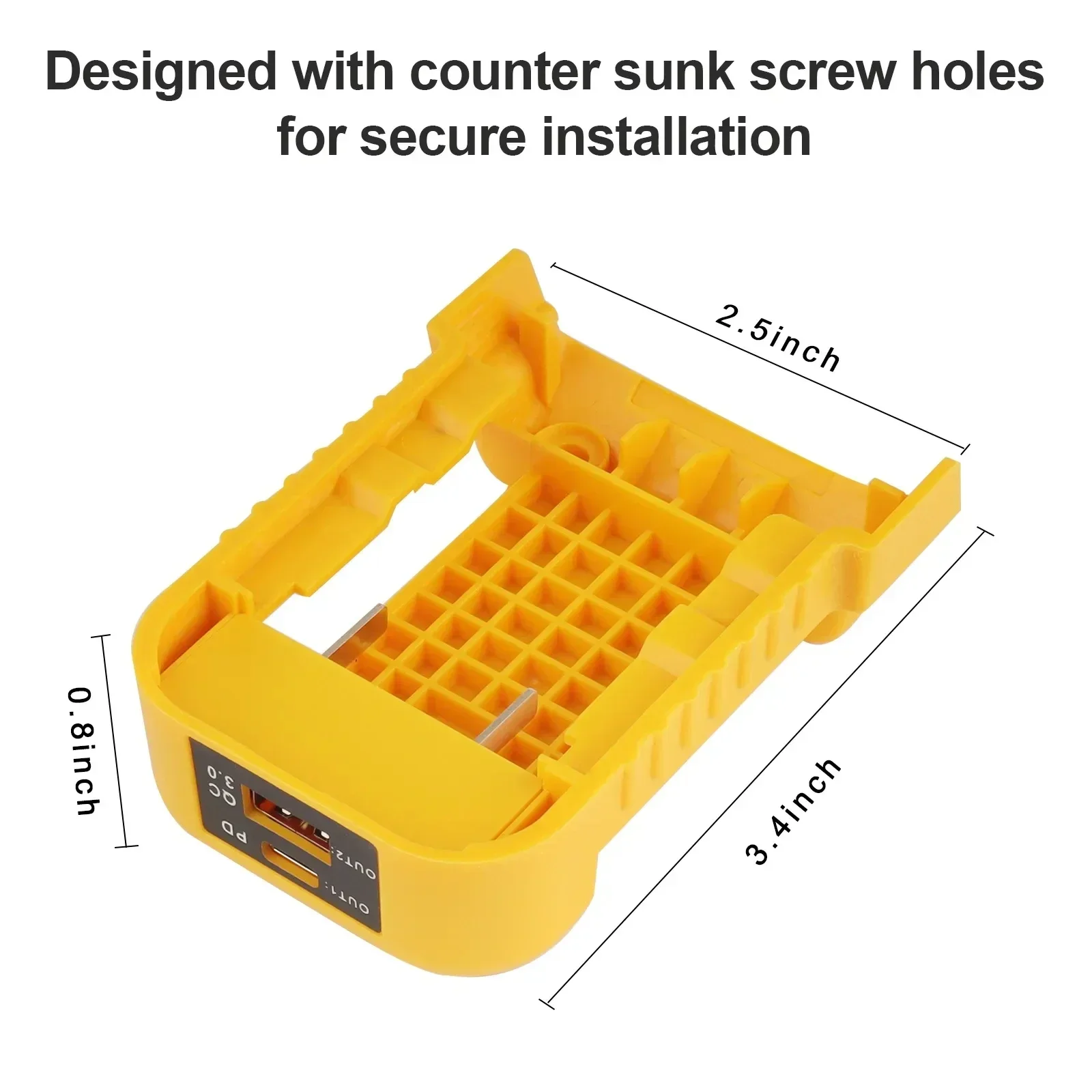 USB Charger Adapter for Dewalt 18V 20V Lithitum Battery Portable Type-C Port Fast Charging Battery Storage Rack Holder Case