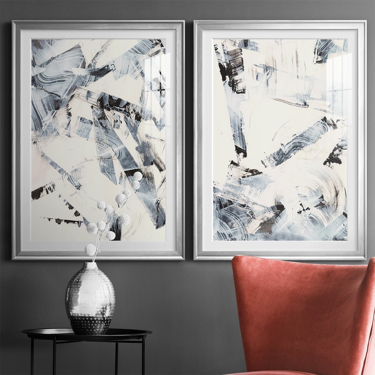 Wexford Home Fractured Ice I Premium Framed Print, 18.5" x 24.5" - Ready to Hang, Silver (Set of 2)