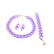 thumbnail image 5 of Conjunto de collar, pulsera y pendientes de cadena gruesa de moda, joyería exagerada, cadena de eslabones de acrílico mate con cierre resistente para Púrpura, 5 of 9