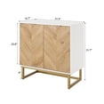 thumbnail image 6 of White Storage Cabinet with Doors, Modern Buffet Sideboard for Living Room - Accent Cabinet for Dining Room & Entryway, Herringbone Design MDF+Metal, 6 of 9