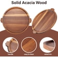thumbnail image 2 of Cnshop 13" Round Acacia Wood Serving Tray with Handles, Decorative Coffee Table Tray and Cheese Board, 2 of 7