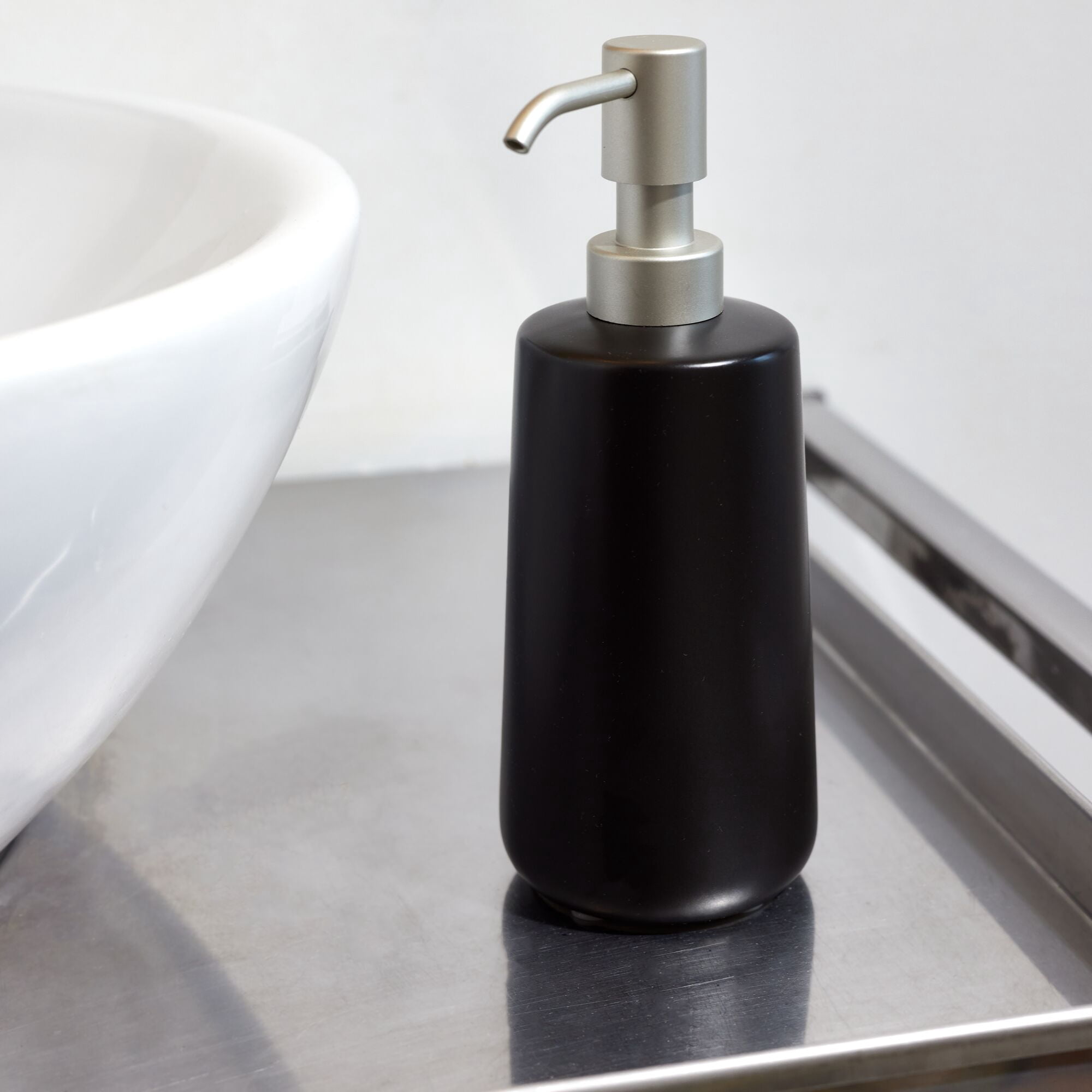 iDesign Eco Vaniry Refillable Tall Bathroom Soap Dispenser, Matte Black