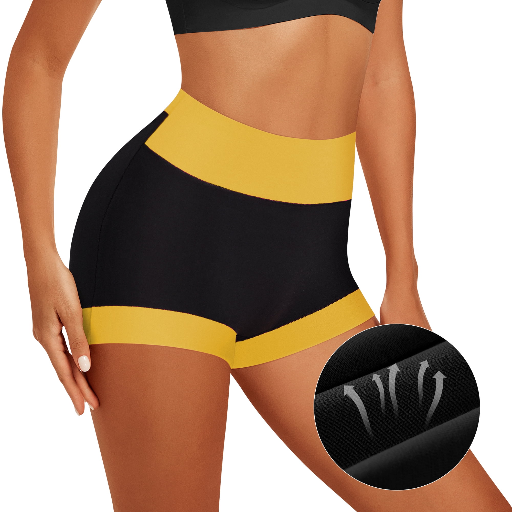 MIOTAN Women's High Waisted Boyshort Briefs, Pack Of 4, Anti-Chafing, Cotton Underwear-Medium