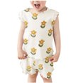thumbnail image 2 of Spazoro Toddler Girls Homewear Outfit Sets, Graphic Print 2-Pieces Cotton Summer Short Sleeve Shirt and Shorts Sets Beige Size 5-6 T, 2 of 4