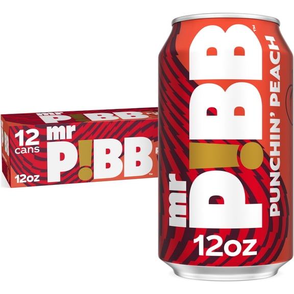 Mr. Pibb Punchin' Peach Soda Pop Fridge Pack Cans, 12 fl oz, 12 Pack