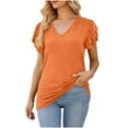 thumbnail image 3 of yillto Womens off Shoulder Top Ruffle Sleeve Fashion Blouse Casual Summer Going out Loose Tunics Tee, 3 of 6